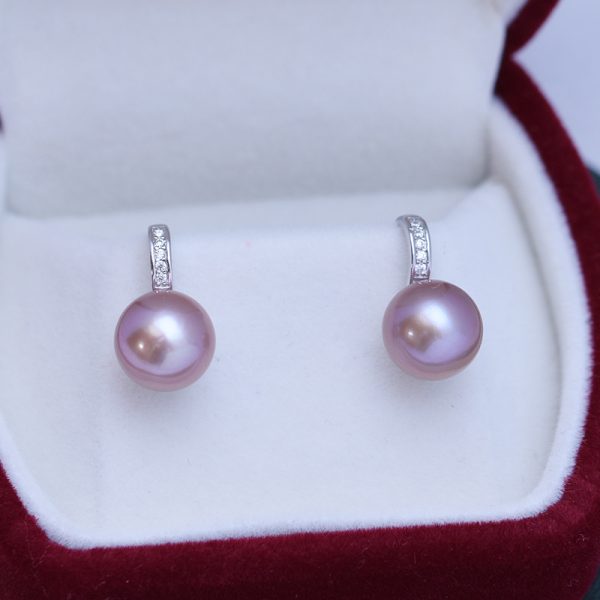 purple freshwater cultured pearl earrings