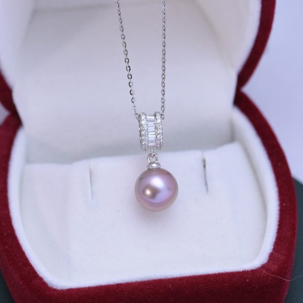 Purple Edison Pearl Pendant Necklace
