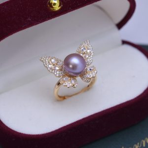 purple pearl ring for girls
