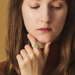 green moss agate ring for women
