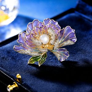 purple peony flower brooches and pins